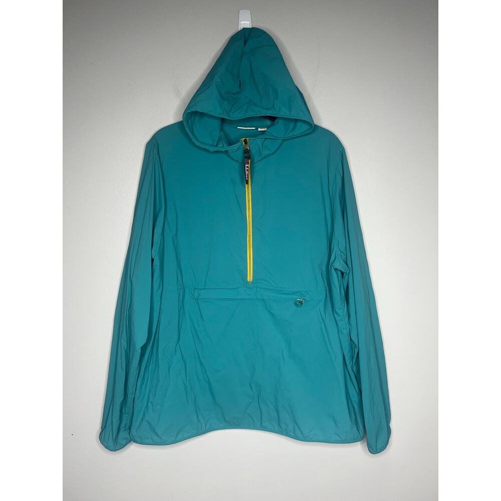 LL Bean Lightweight Anorak Stowaway Windbreaker Packable Pullover Hooded XL Teal